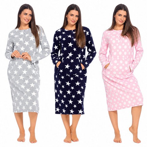 Ladies fleece nightdress long - nightdress,