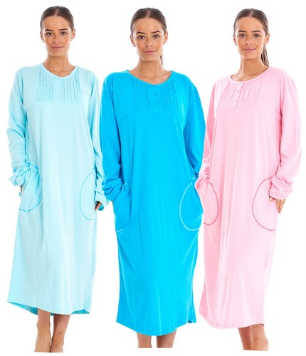 Plain long nightdress buttons - nightdress,