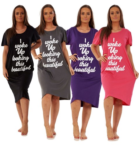Ladies short sleeve nightdress - short,