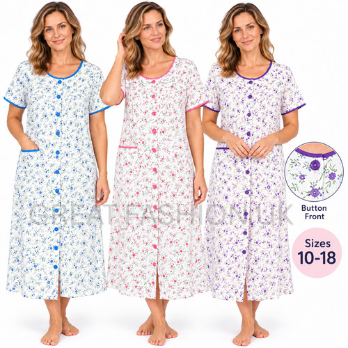 Ladies floral nightdress long - nightdress,