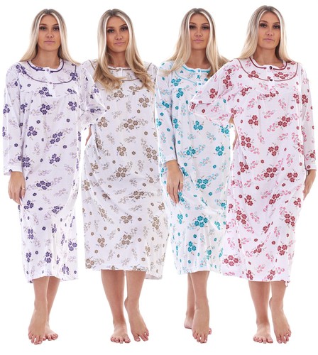 Women long nightdress - long, floral