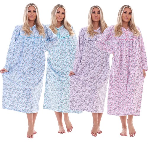 Women cotton long nightdress - cotton,