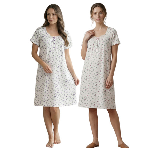 Ladies floral nightie - nightie, 100%